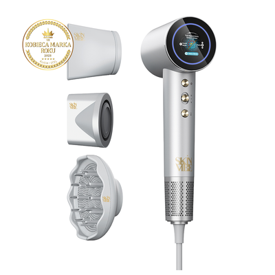 SkinVibe Aurea Family x Plasma hair dryer silver with accessories and Women's Brand of the Year 2025 award