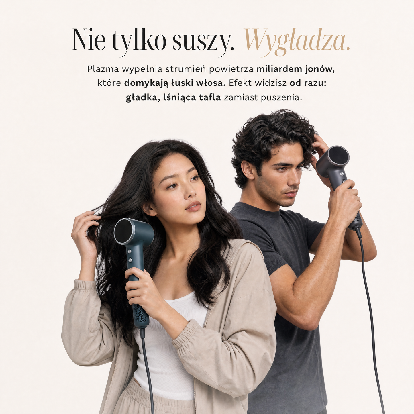 Technologia plazmy wygladza wlosy podczas suszenia - SkinVibe Nova PlasmaGo