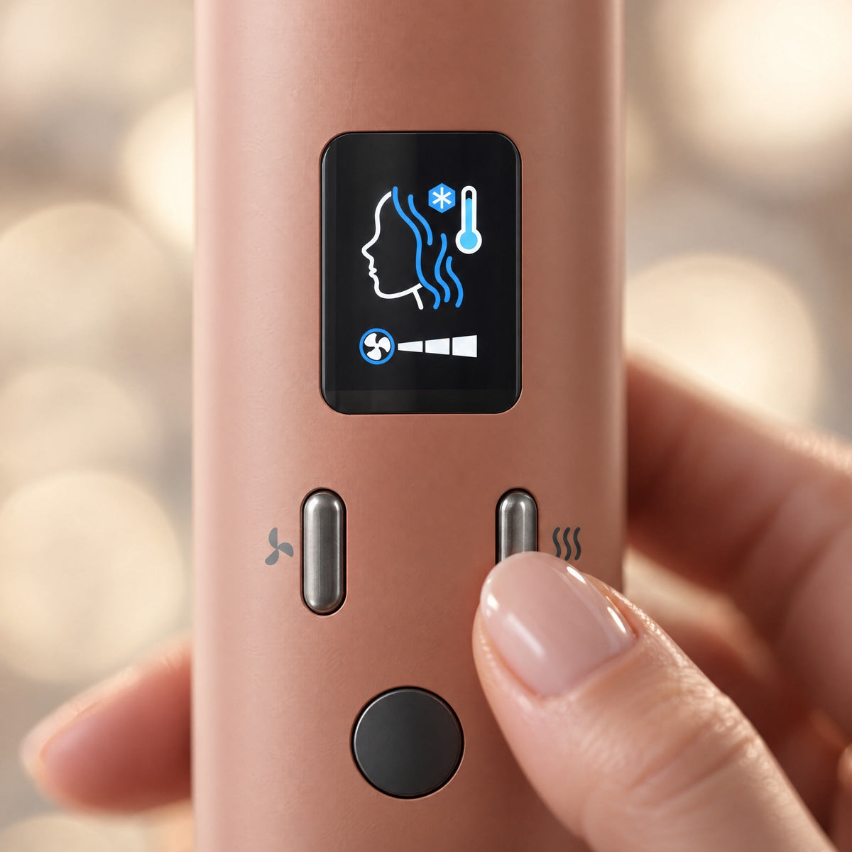 Wyświetlacz i przyciski SkinVibe Nuvia AirPlasma z bliska
