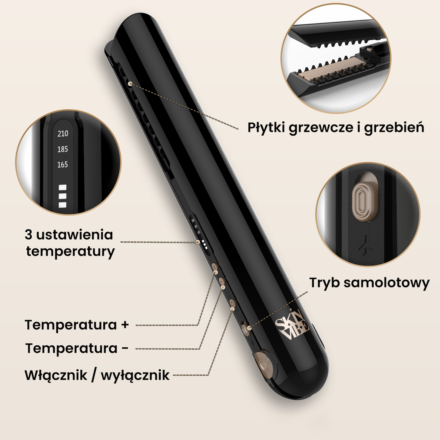 SkinVibe Luna MiniWireless Cordless Hair Straightener 